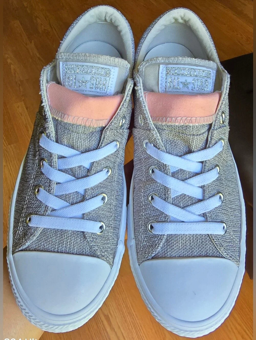 Sz 5 Big Girl's CONVERSE CTAS MADDIE Double Tongue Grey/Storm Pink